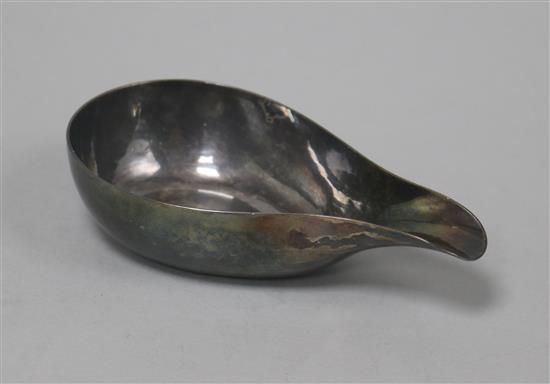 A George II silver pap boat, with engraved initials, maker ?W, London, 1754, 11.5cm.